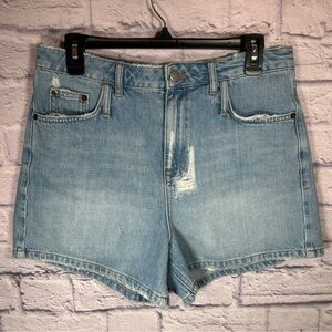 Marissa Webb high waisted‎ denim jean shorts light wash distressed women size 28
